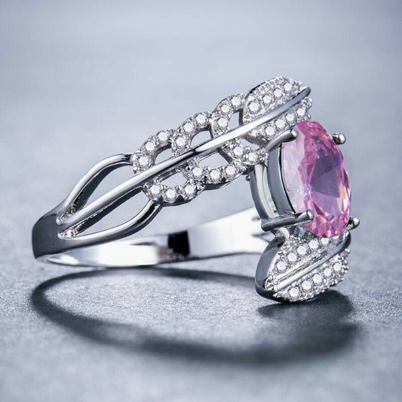 Gorgeous 925 Silver Pink Sapphire Ring New - Picture 3 of 4